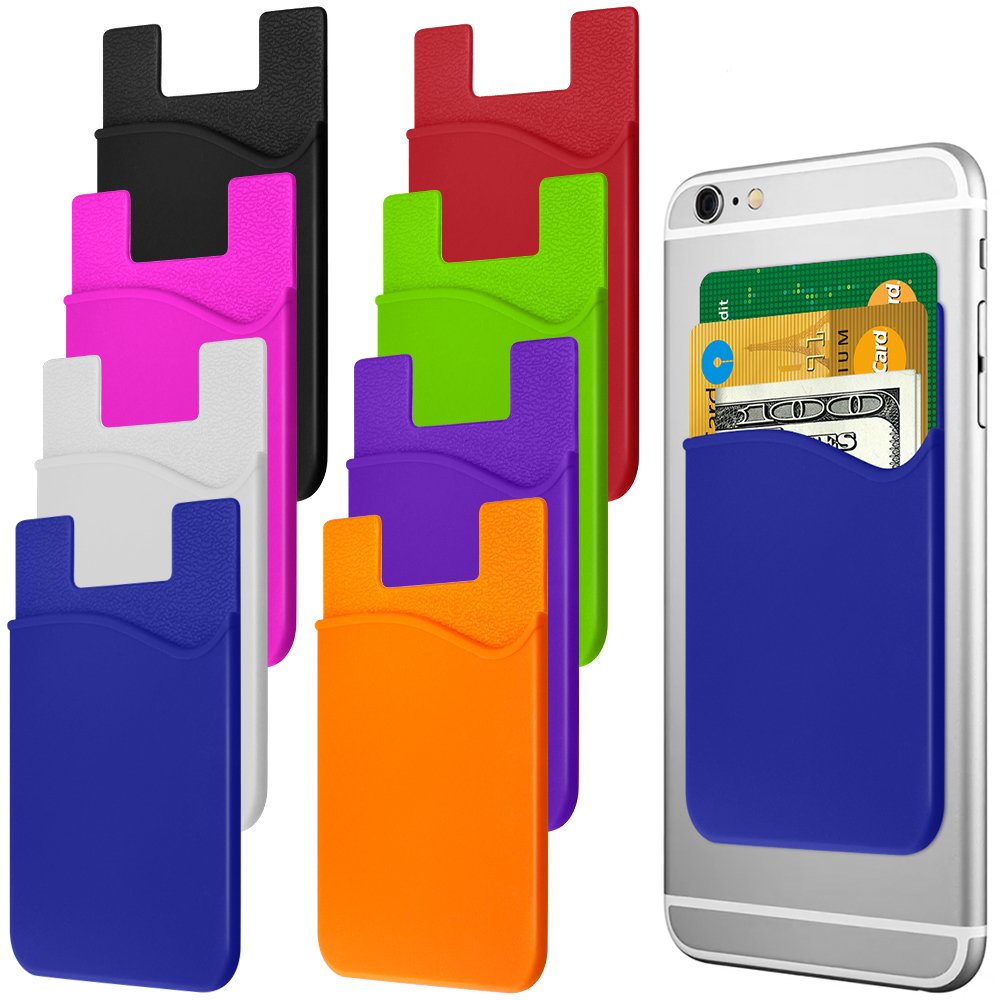 Porte carte bancaire en silicone auto-adhésif pour smartphone